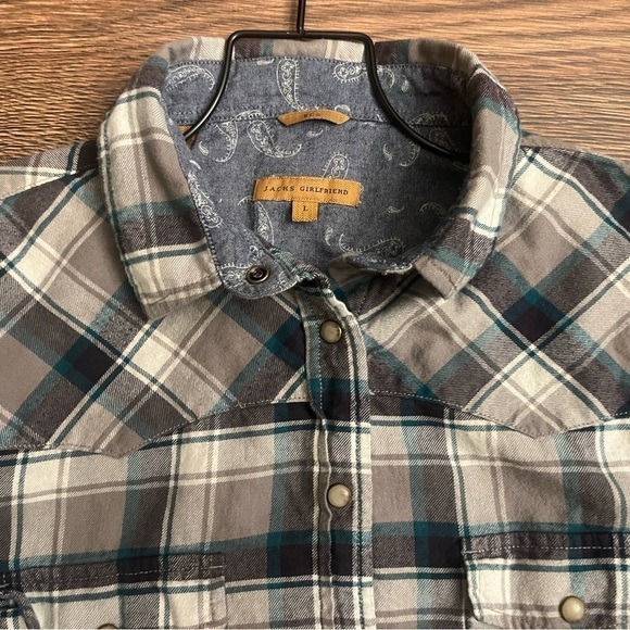 JACHS Girlfriend Bea Womens Plaid Flannel Shirt Button Up Cotton Size Large - Picture 5 of 6
